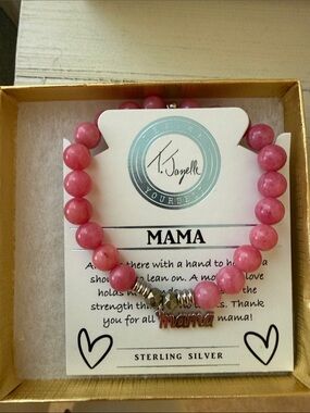 Pink 'Mama' Beaded Bracelet with Sterling Accent
